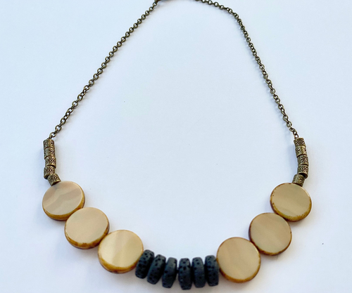 Shell and lava stone choker